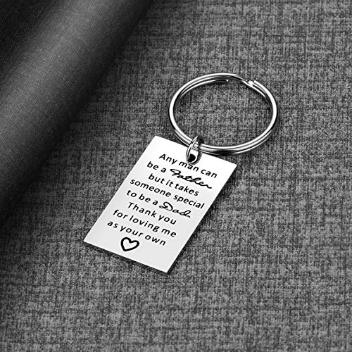 Step Dad Keychain Gift - Father’s Day Gifts From Daughter Son, Birthday Gift For Step Dad, Stainless Steel, Thank You For Being The Dad You Didn’t Have To Be Jewelry #TOP4