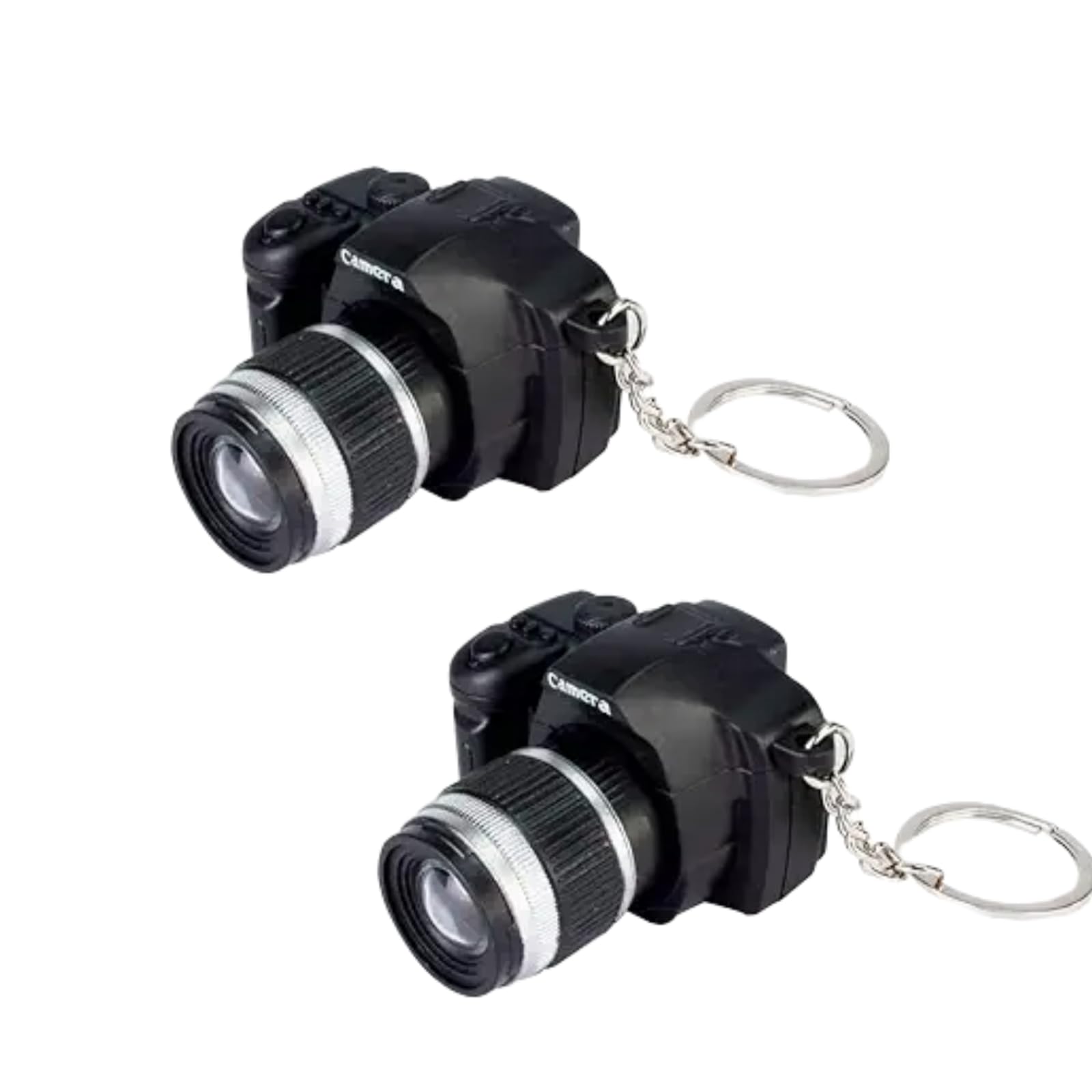 Txuolin Silver 2Pcs Camera Keychain With Sound, Key Ring Decor Bag Wallet Pendant, Mini Camera Design Keychain Cute Novelty Ring Child Toy Key Chain Pendant Creative Gift Key Chain Decorative
