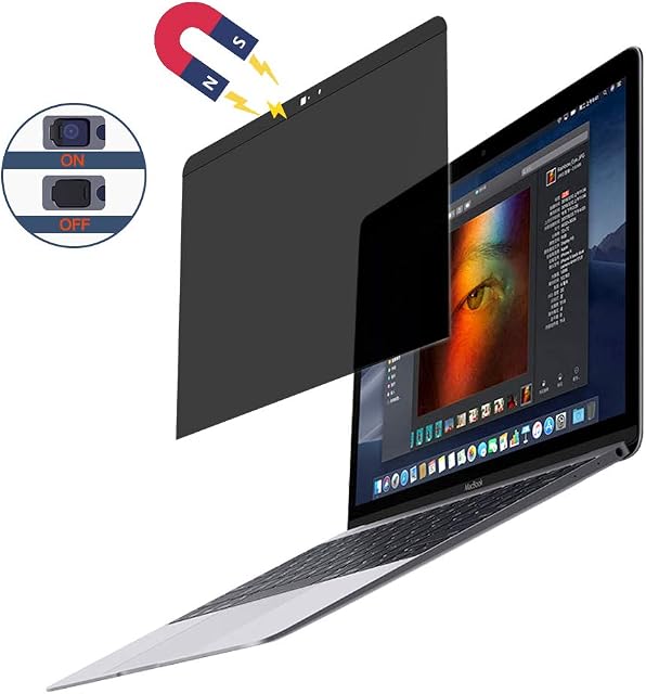 MoKo Magnetic Privacy Screen Protector Compatible with MacBook Pro 13.3 inch (A1706/A1708/A1989)/2018 MacBook Air 13.3 inch (A1932), Anti-Glare & Blue Light Blocking MacBook Screen Filter - Black