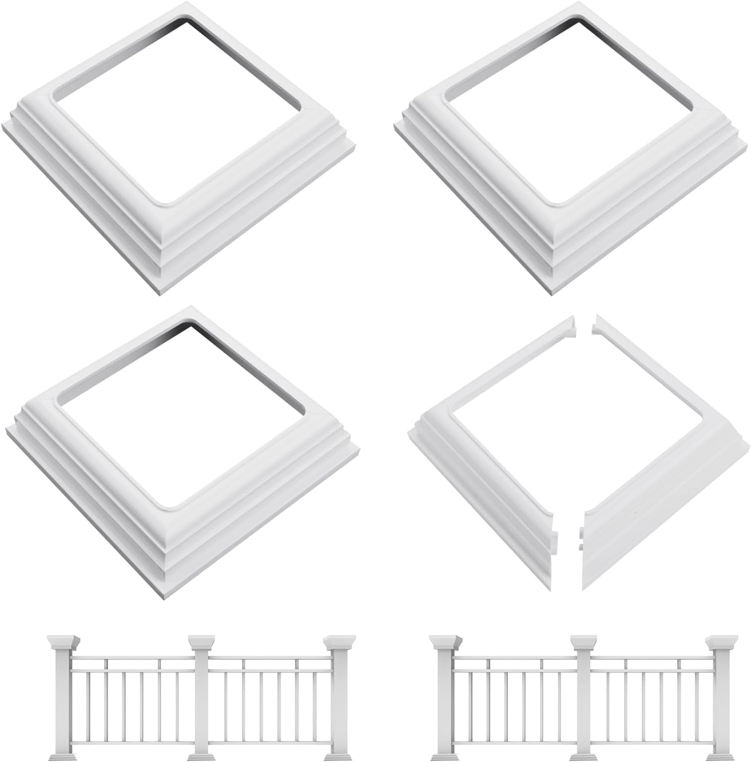 White Vinyl Wrap 4PCS X 4inch Split Type Post Skirt, White Post