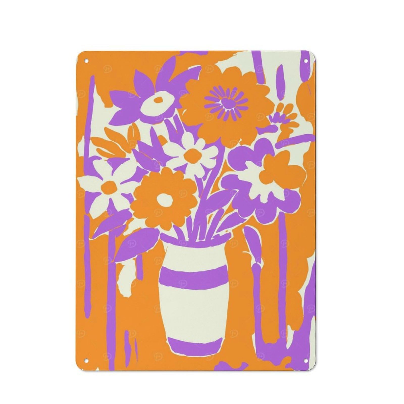 Junmoney Style-4 Arlet Bouquet Of Flowers Everyday Metal Wall Decor 40X30cm, Decorative Tin Plaque For Flat, Dorm Room, Lounge Or Cafe