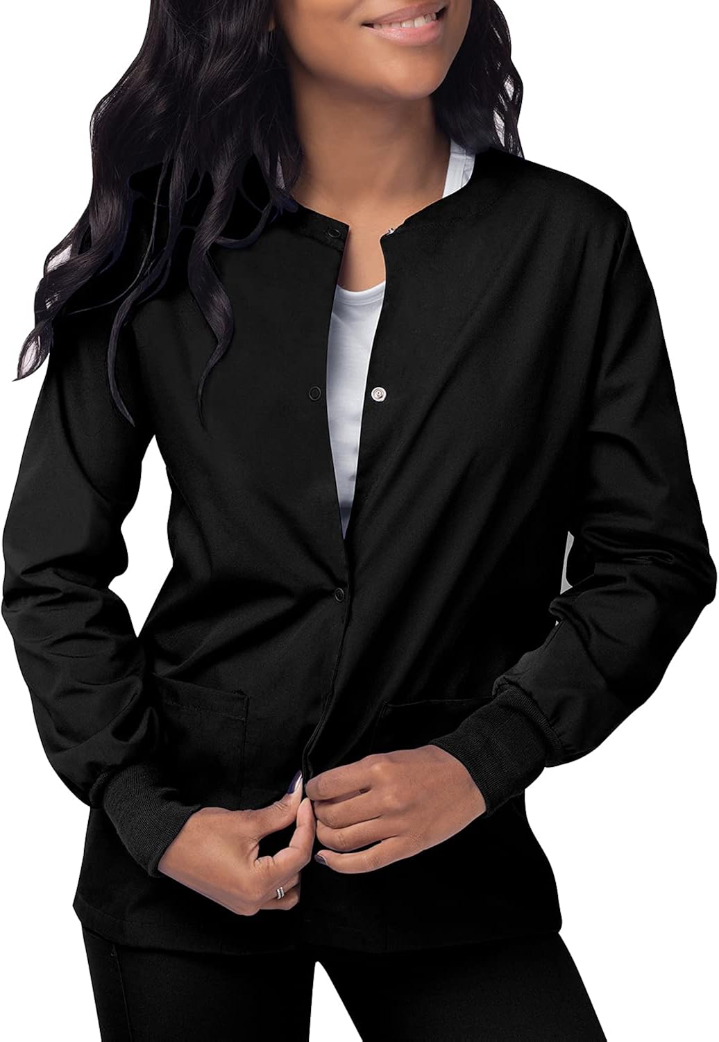 Sivvan Scrubs for Women - Front Snap Warm - Up Jacket: Clothing, Shoes & Jewelry