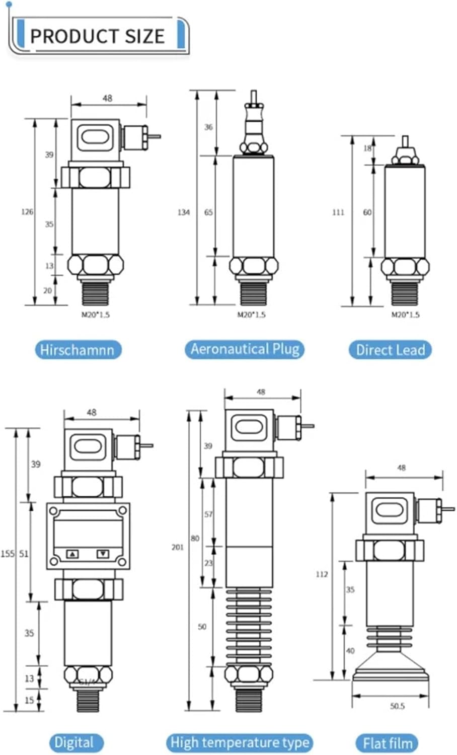 Pressure Transmitter 4-20mA 0-5V 10V RS485 Output Water Gas Oil Liquid -1bar-1000bar Vacuum Negative Sensor(0-250bar)
