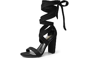 Women's Black Heels with Straps Up the Leg