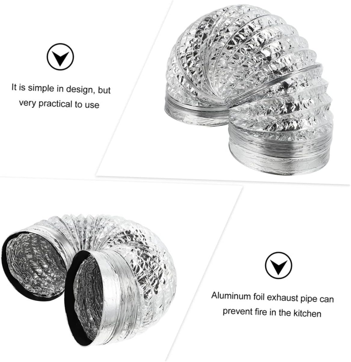 Gadpiparty Double-Layer Thick Aluminum Foil Telescopic Air Duct Flexible Vent Hose for Kitchen Exhaust High Temperature Resistant 5 Feet Length for Range Hoods and Air Conditioners