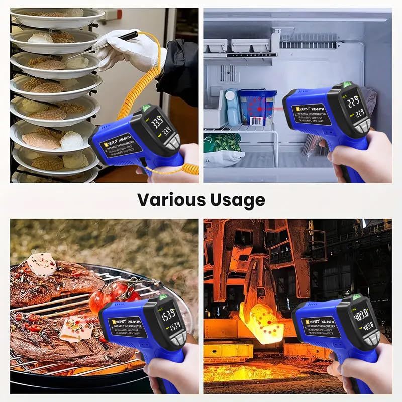 Termometro a infrarossi con sonda K -50°C ~ 580°C Misuratore di temperatura IR Termometro laser digitale senza contatto con funzione di allarme Emissività regolabile