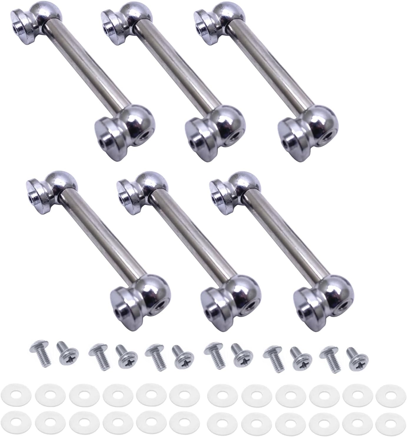 Pack of 6 Double End Mounted Snare Drum Lugs Chrome Tom Drum Tube Lugs Parts Accessories Replacement (90mm)