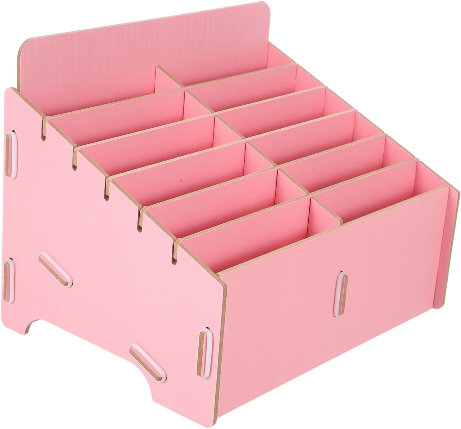 Wooden Phone Holder Box Multi-functional Cell Phone Storage Desktop Organizer with 12 Compartments Desk Accessory for Office