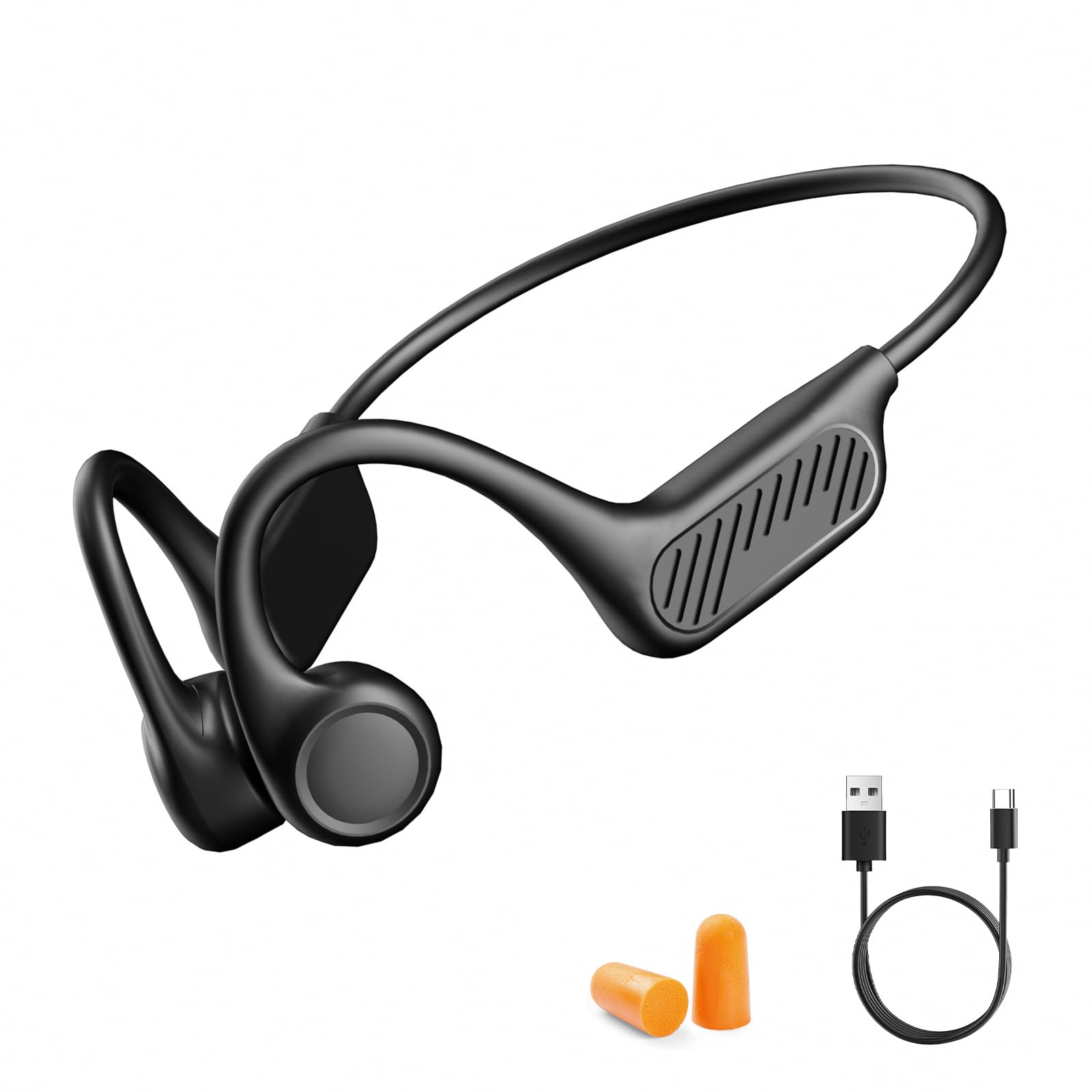 Casque à conduction osseuse, Bluetooth 6.0, casque de sport sans fil avec 10 heures de lecture, confort léger, étanchéité IP54, pour cyclisme, gym, course à pied (noir)