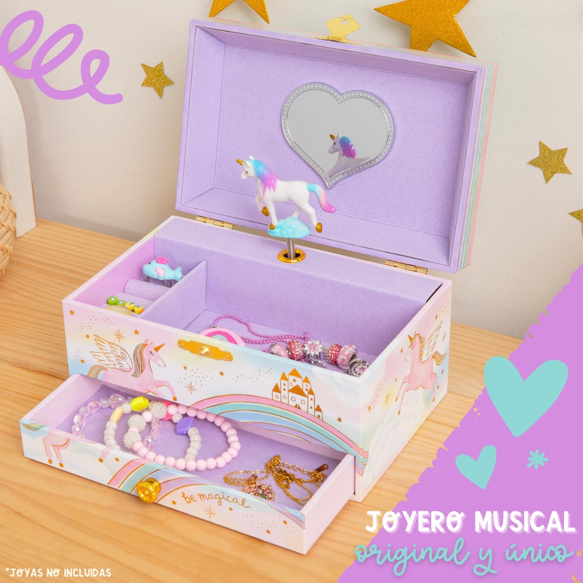 Giggle & Honey Joyero Musical de Unicornio para Niñas - Unicornio Bailarín con Espejo, Regalo de Cumpleaños 3-10