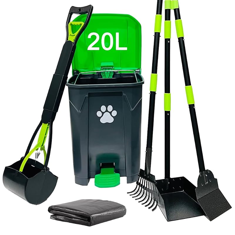 Lixeira para fezes de cães com pedal e coletor metálico UUIXXYG, 20 L com 50 sacos