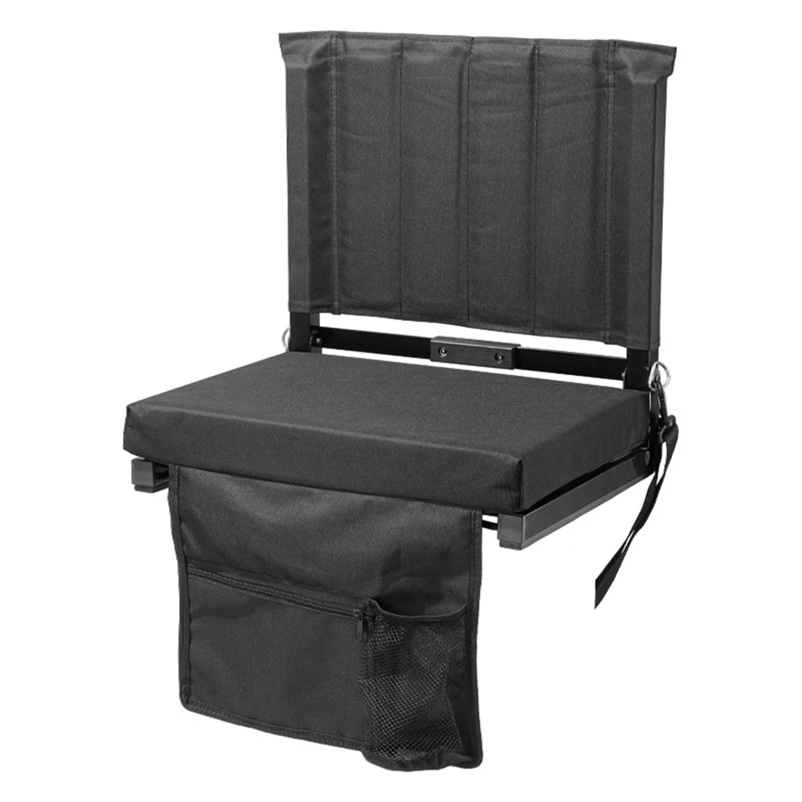 Chaise pliante portable pour gradins noire avec support dorsal