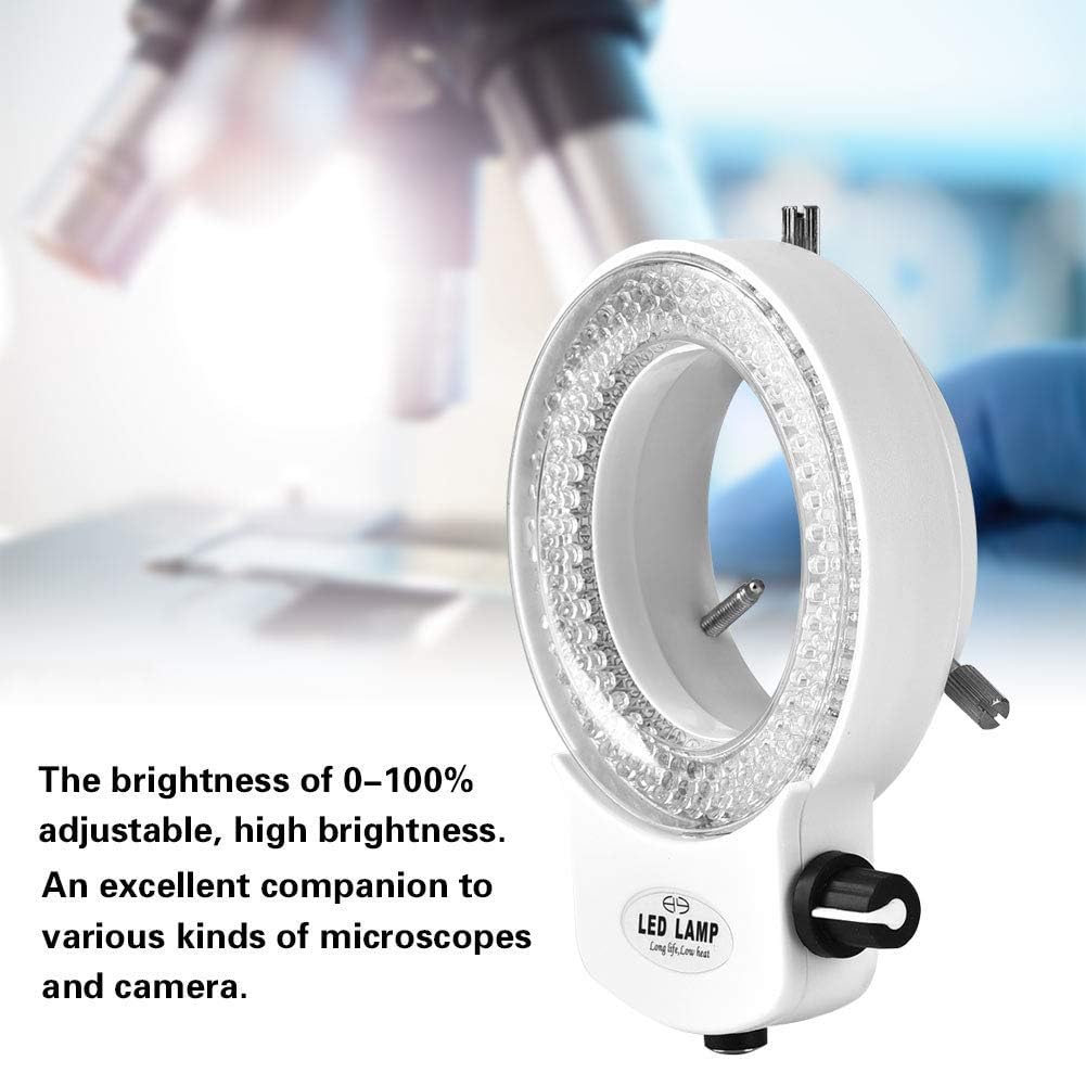 Videocamera LED Industriale ad Anello, Videocamera Microscopio Ottico ad Anello con 144 Perline LED Luminosità Regolabile Luminosità Superiore a 18000LUX(EU plug-Blanc)