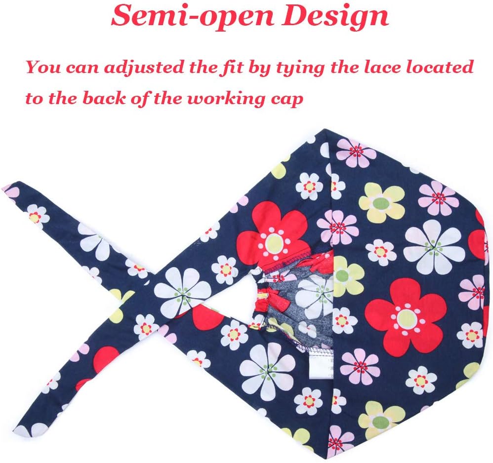 Kousenpu Adjustable Working Cap,Elastic Tie-Back Scrub Cap, Unisex, One Size Multiple Color - Image 6