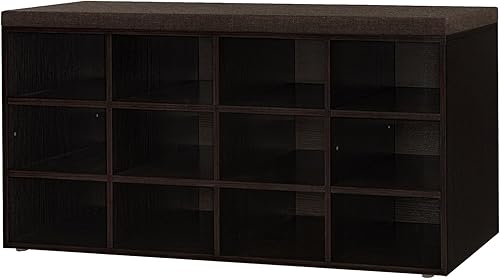 Miniatura 186 de DINZI LVJ Banco organizador de zapatos con cojín, zapatero de 9 cubos y estantes ajustables, multifuncional, para salas de estar, dormitorio, Gris