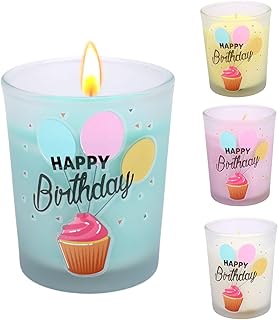Bolosa Velas perfumadas en cristal con aroma de carillón de viento, velas perfumadas Happy Birthday, regalo de cumpleaños ...