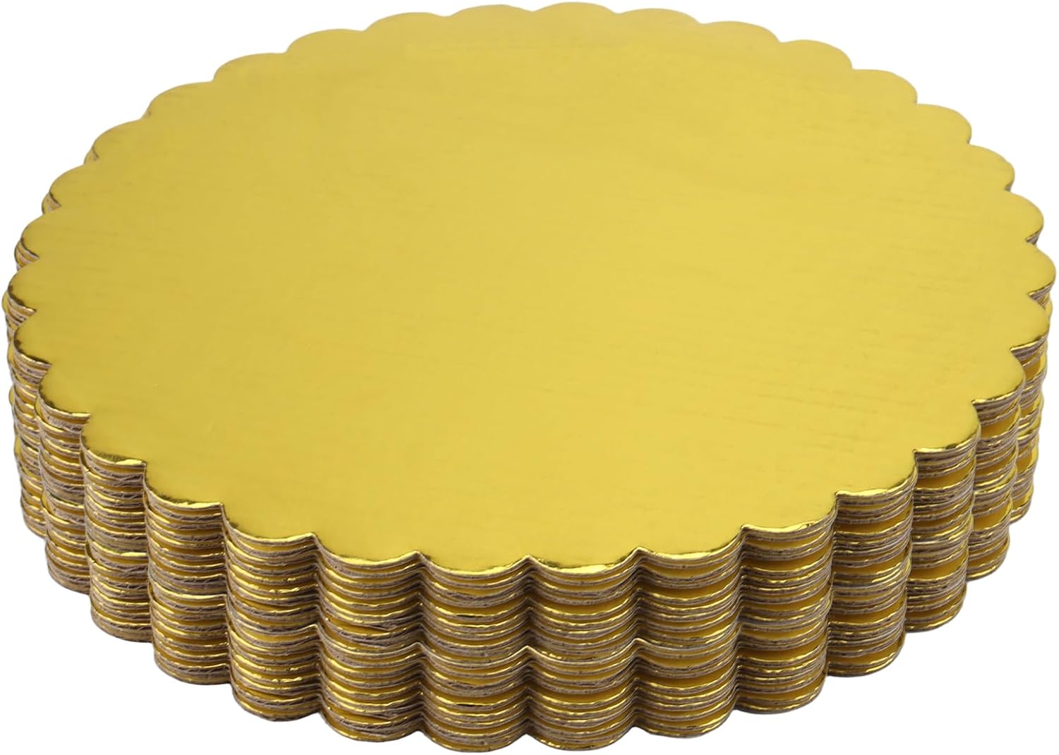 JEUIHAU 60 Pack 8 Inch Round Gold Cake Board,Round Cake Circle Base Board, Sturdy Scalloped Cardboard Base Plates for Dessert Party Decorations