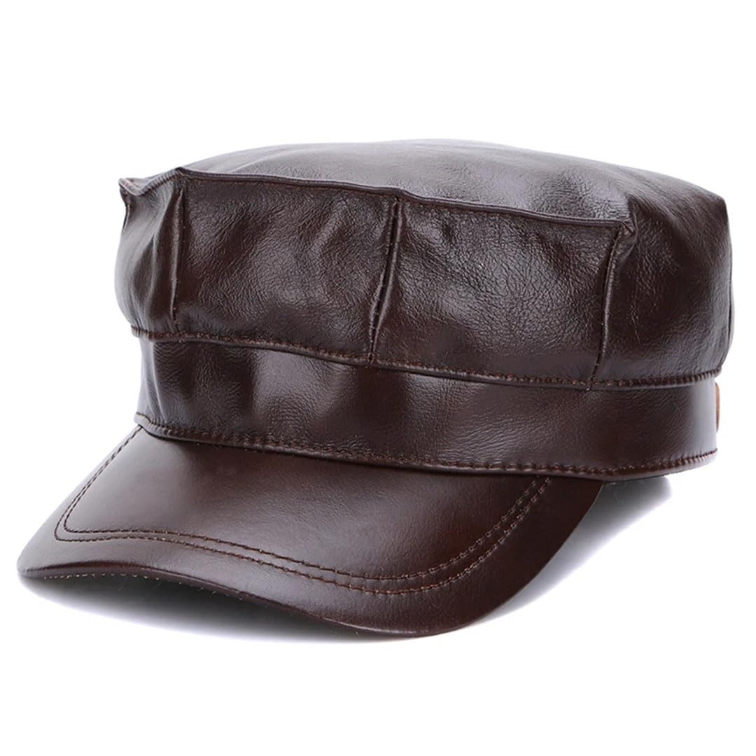 Gorro octogonal de primera capa de invierno para hombre, de piel de vacuno, cálido, protección auditiva, gorra militar con lengua de pato