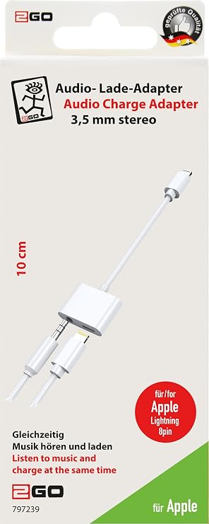 2Go Lightning Adapter Audio Compatible with Apple iPhone 7 and Above