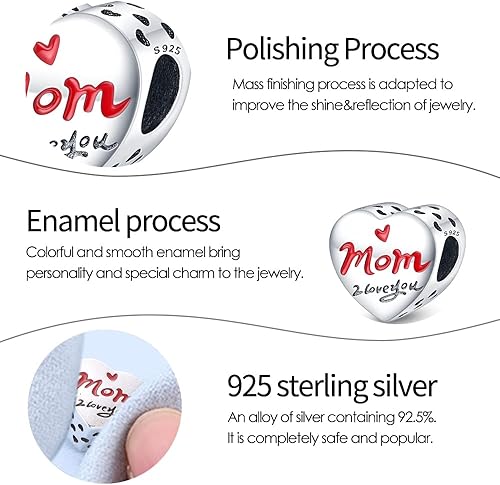 Miniatura 3 de Pandach 925 Sterling Silver Charms for Bracelets Necklace with 5A CZ Stones Dangle Pendant Bead Jewelry Beads Gifts for Women