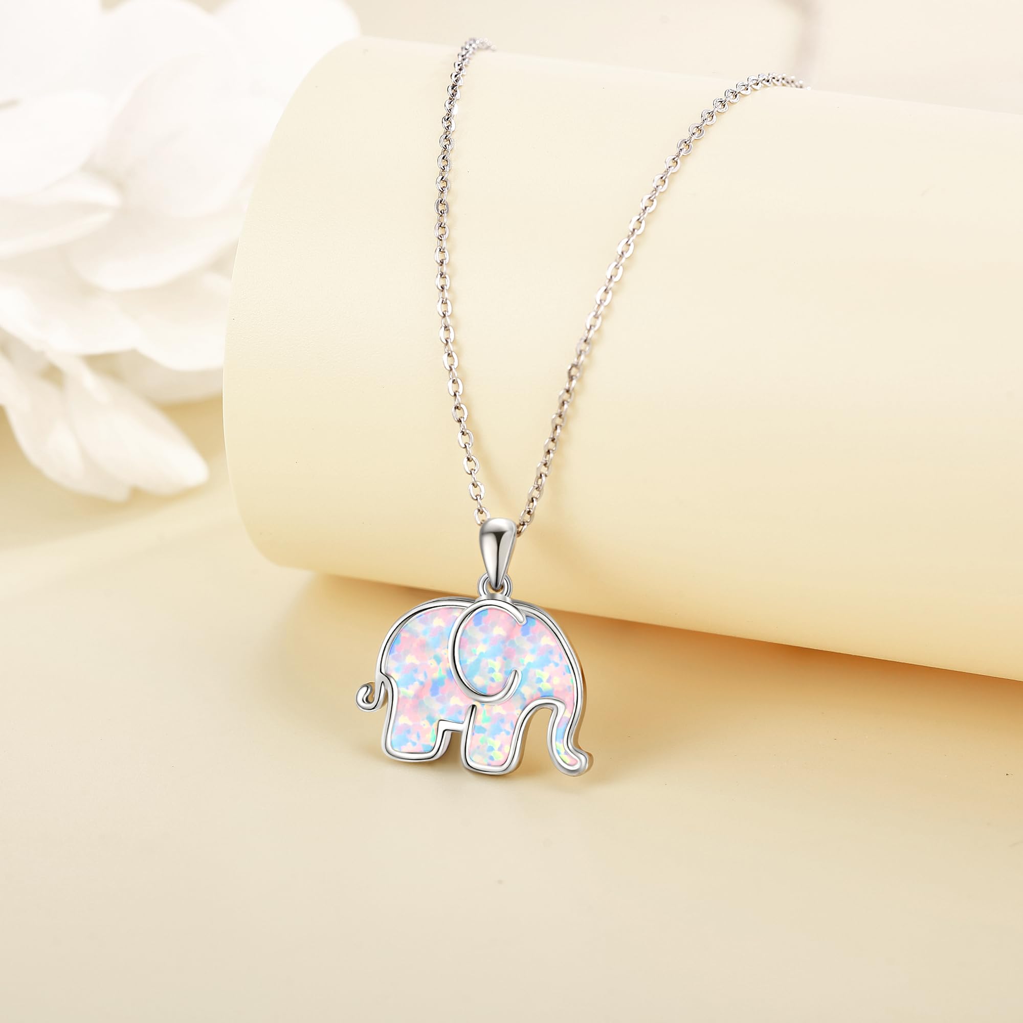 URONE Argento 925 opale catena fenice/farfalla/elefante ciondolo collana gioielli animali regali per le donne, argento sterling e opale, Nessuna pietra preziosa