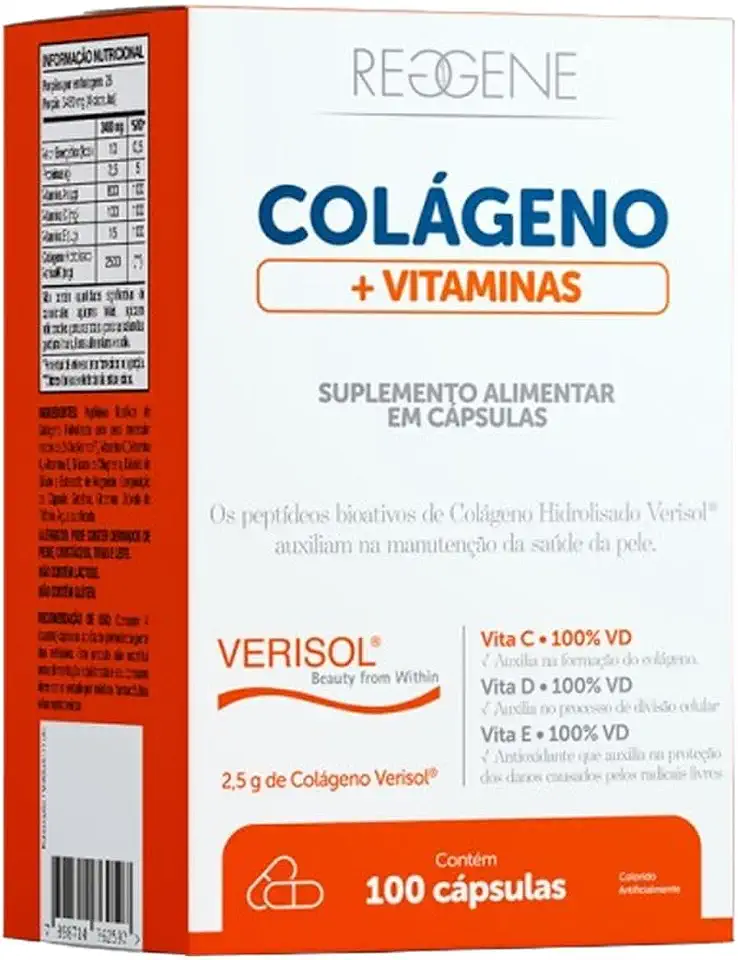 Katiguá, Colágeno Hidrolisado Verisol, Com vitamina C, D e E, Sem sabor, 60 Cápsulas rígidas • 15 doses, Branco