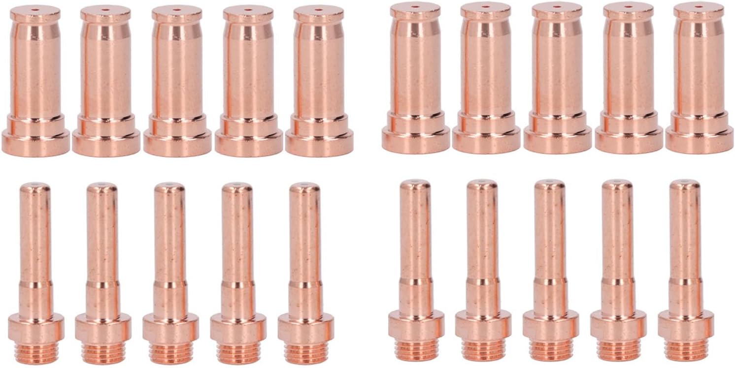 Hilitand 10PCS Brass Nozzles and 10PCS Electrodes, Plasma Cutting Consumable Set for CP91 Torch, with High Conductivity and Erosion Resisting