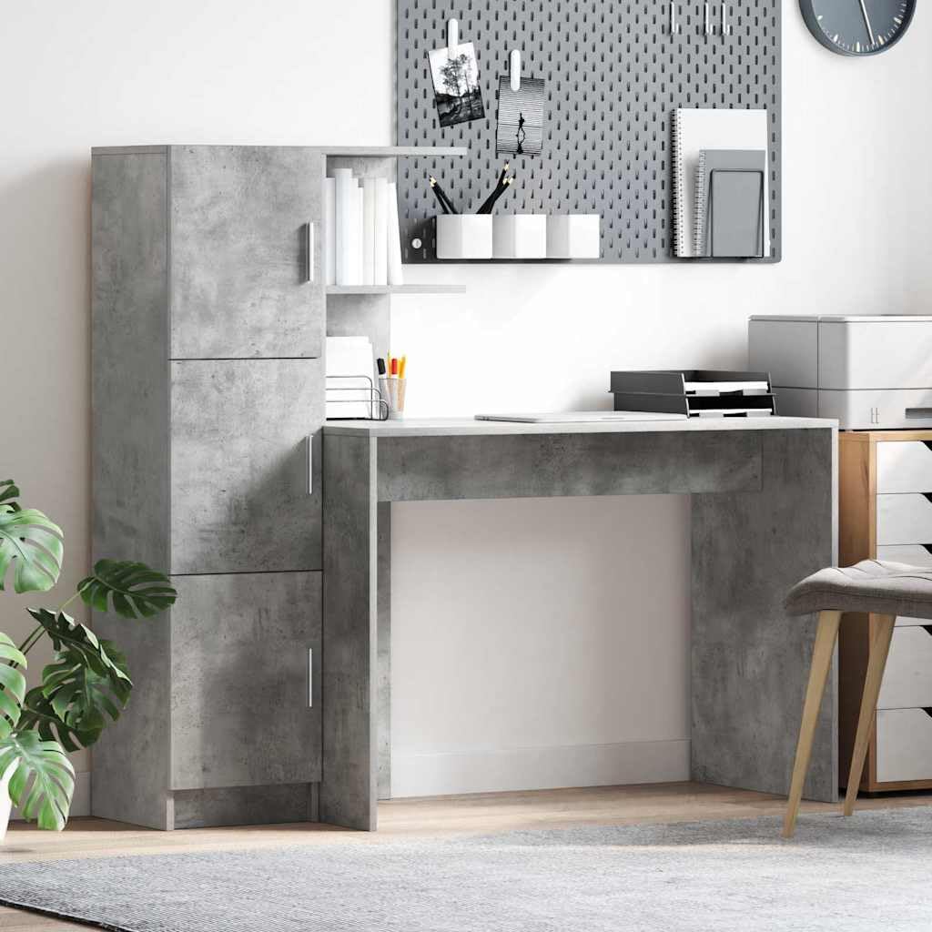 Biurko Beton szary 133,5 x 50 x 124 cm 2 szt., inżynieryjne drewniane