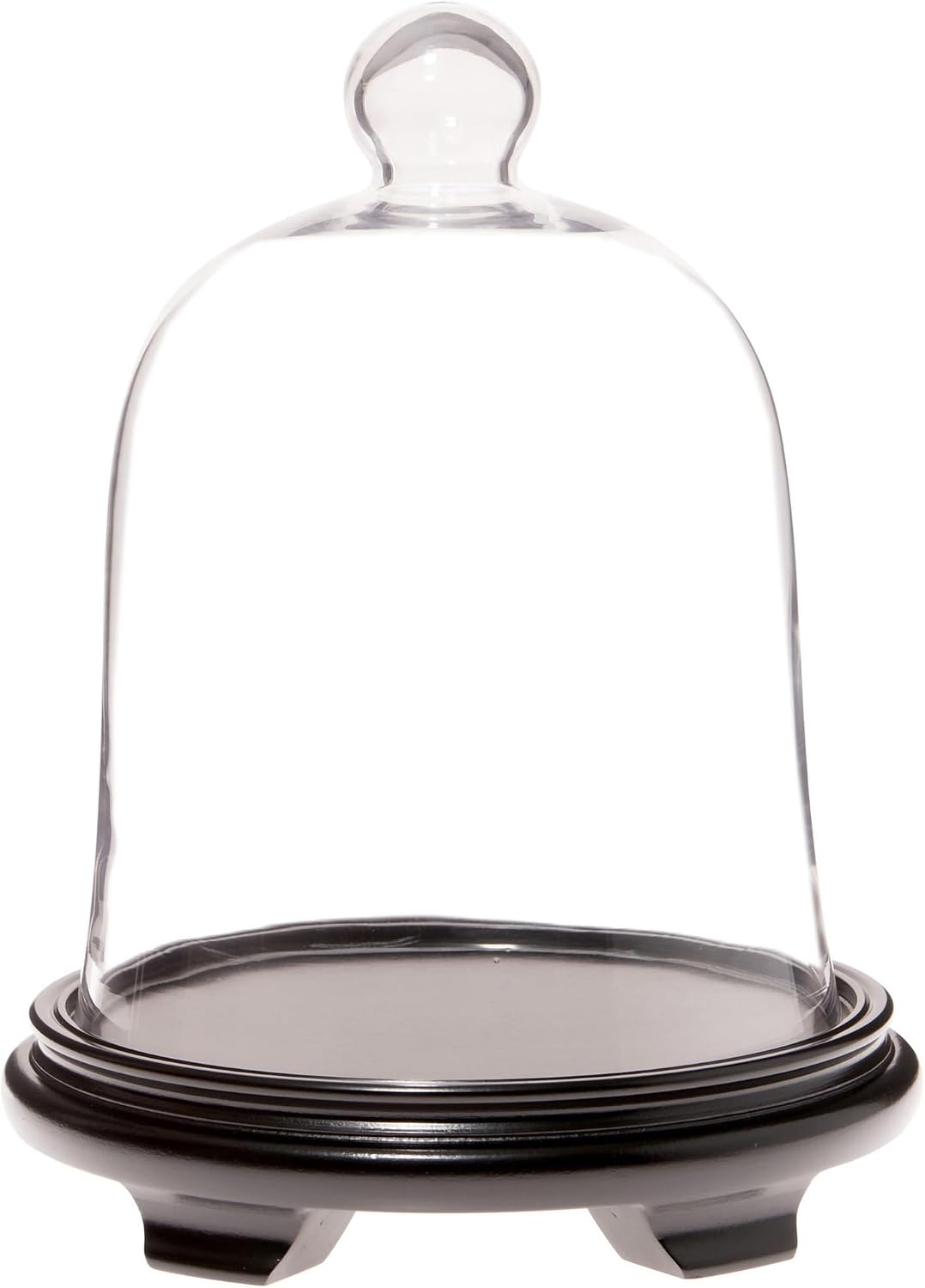 Plymor 10" x 13" Bell Jar Glass Display Dome Cloche, Black Wood Veneer Footed Base (Interior Size 9.5" x 10.5")