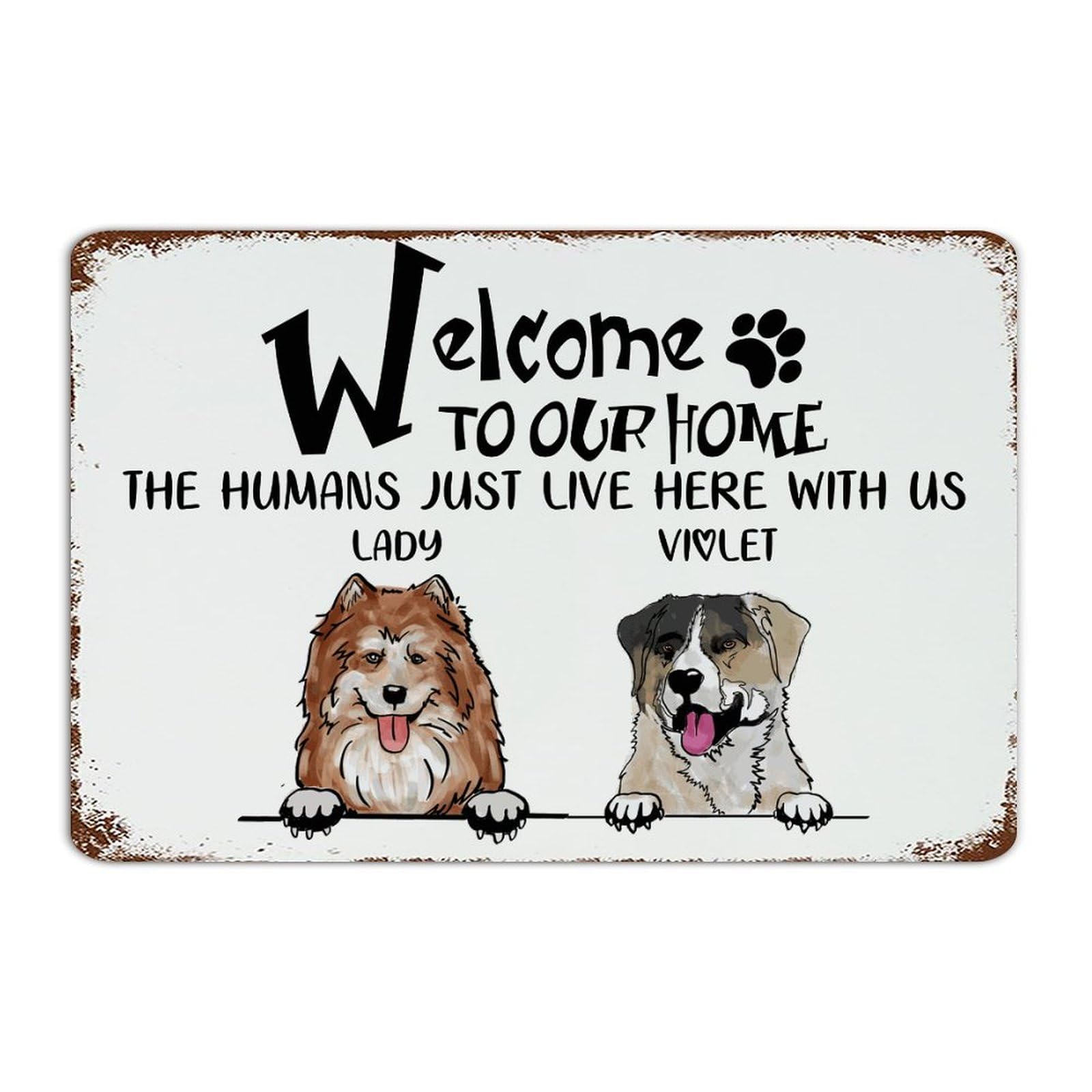 Plaque en métal Welcome pour les amoureux des animaux et de déco