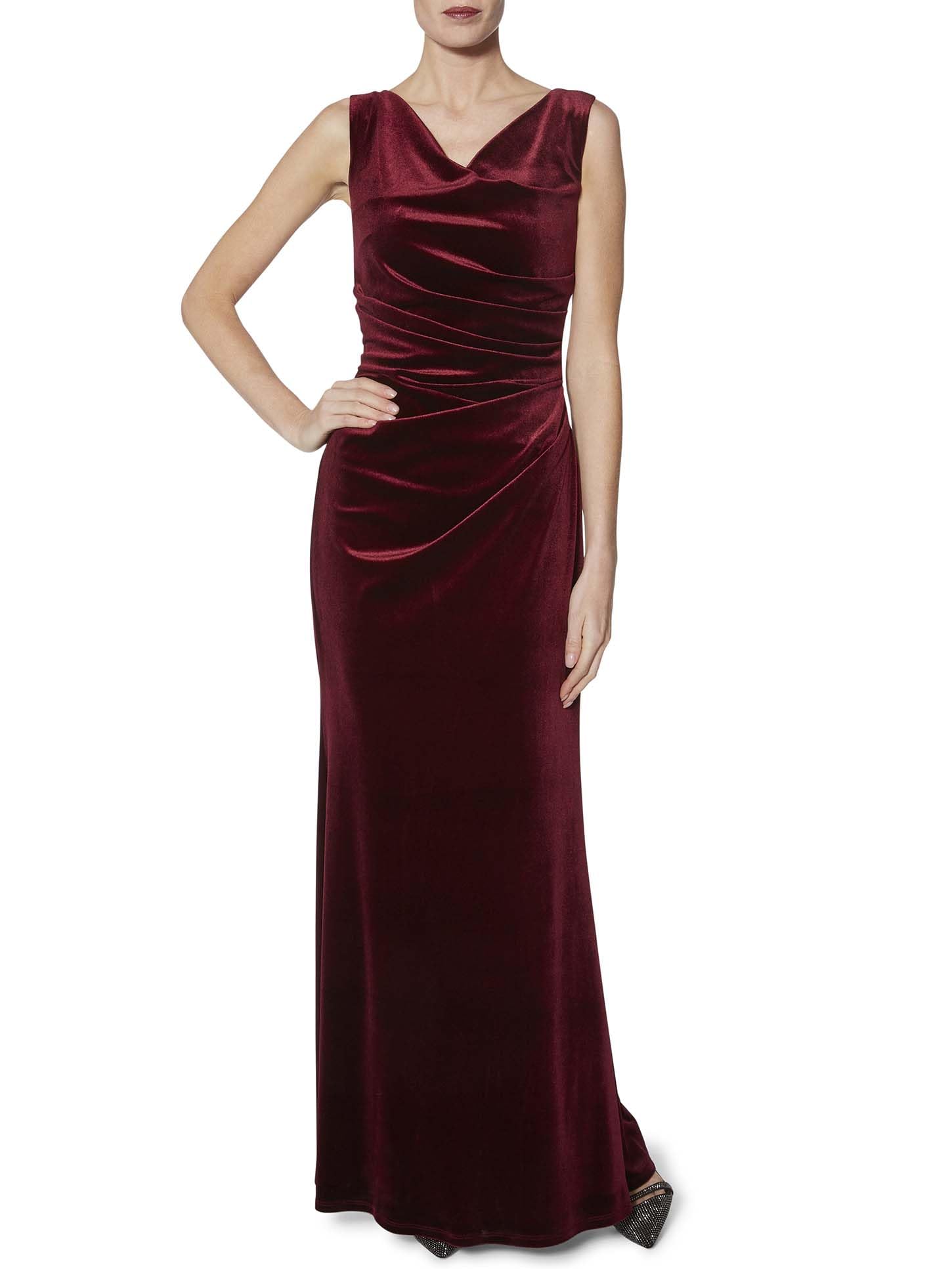 Gina Bacconi Women's Velvet Maxi Dress Cocktail, Wine, 10