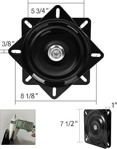 Miniatura 3 de Paquete de 2 taburetes giratorios de bar de 7.5 pulgadas, placa giratoria de alta resistencia, base giratoria de 360, taburete de bar giratorio de