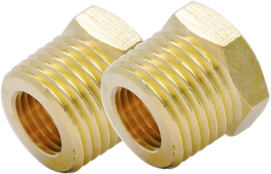 Brass Threaded Pipe Fitting 1/2 Inch NPT Male x 1/4 Inch NPT Female Hex Bushing Adapter (Pack of2)