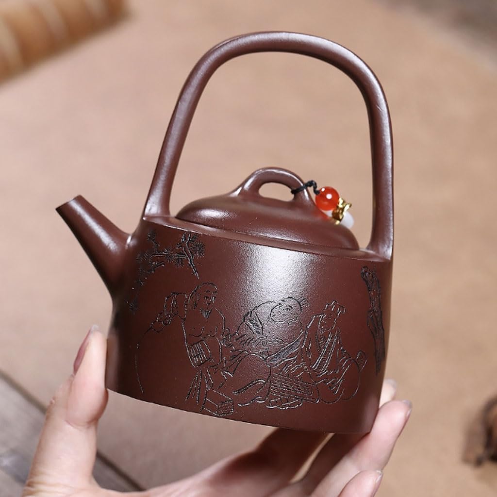 Tetera de Kung Fu Para Hacer té Tetera Vintage Hecha A Mano De Arcilla Morada Con Asa Manshu Juego de Té de Cerámica