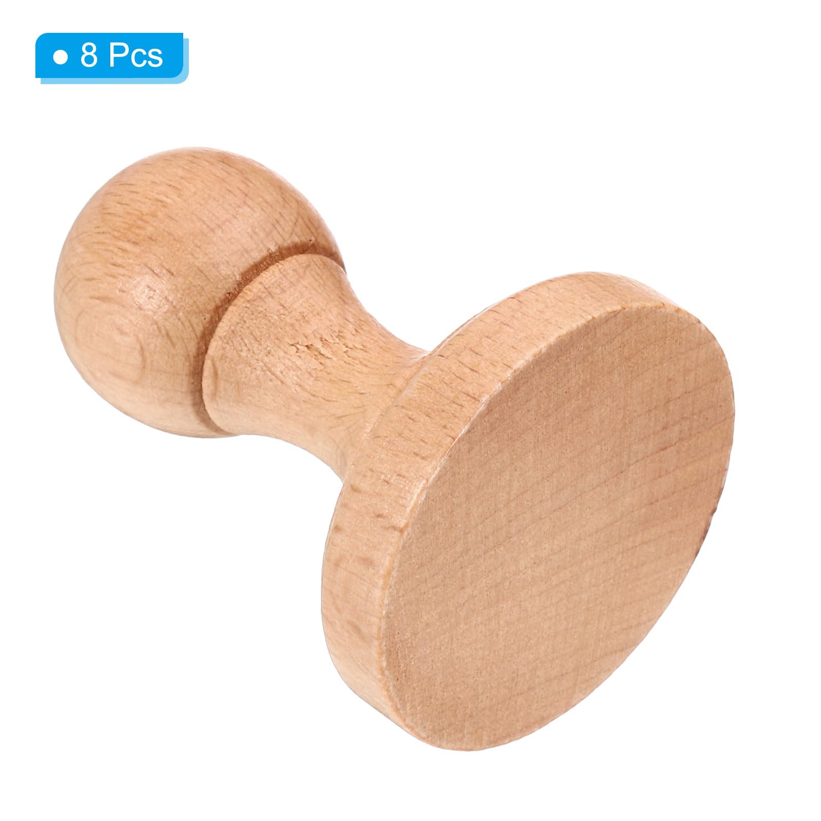 PATIKIL 45mm Stamp Wood Round Handle, 8 Pack Wooden Knobs Stamp Mounts Drawer Pulls for Stamp Making DIY Crafting Scrapbooking Brown - Image 3