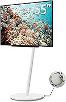 Vista 1 de WALL Seven Stand A2 High Type Soporte de TV minimalista rodante para 24 a 55 pulgadas Blanco satinado Portátil, ahorro de espacio, altura