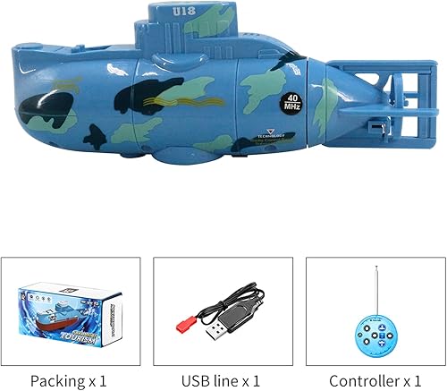Miniatura 9 de GoolRC Mini RC submarino de control remoto barco impermeable buceo juguete regalo para s y s (azul)