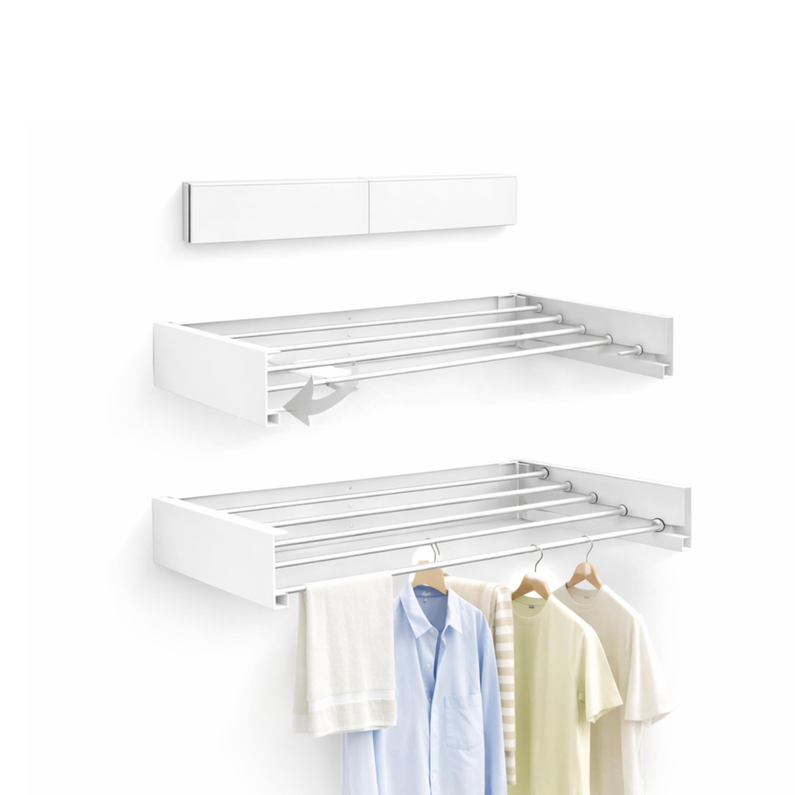 Tendedero Plegable de Pared Blanco 100 cm – Tendedero Extensible de Aluminio para Ropa, Interior y Exterior, Ahorro de Espacio, 6 Barras, Carga máxima 27 kg