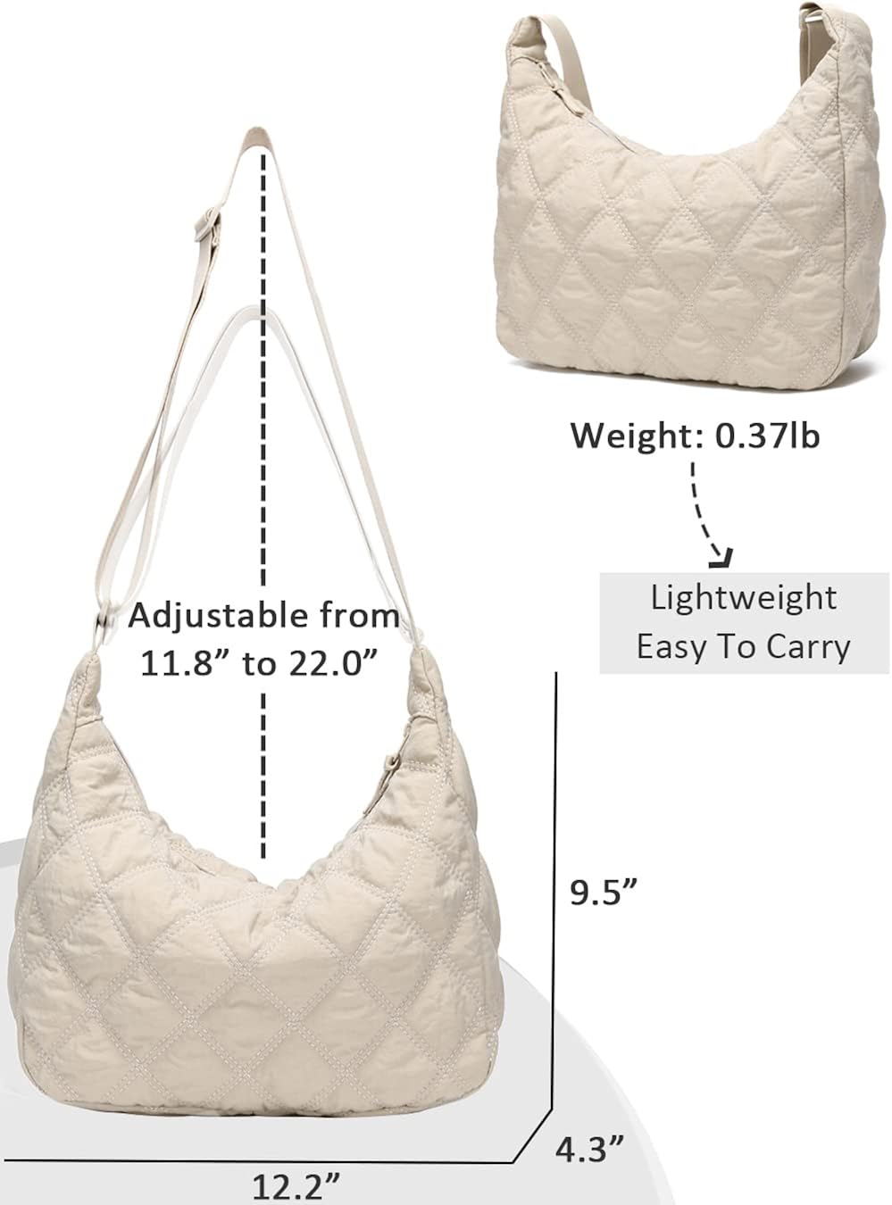 Miniatura 5 de YIKOEE Bolso cruzado de nailon acolchado para mujer, bolsa ligera acolchada