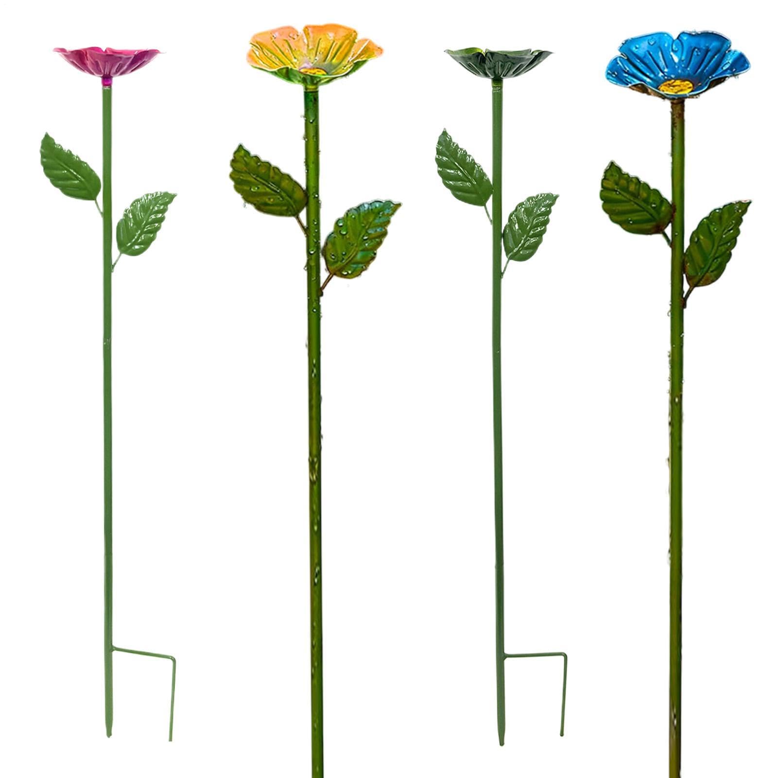 Station d'hydratation pour insectes : lot de 4 piquets décoratifs et bac pour jardin