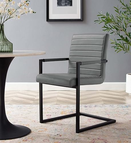 Miniatura 2 de Modway Savoy - Juego de 2 sillas de comedor de cuero vegano, color gris