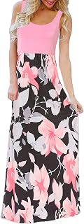 Women's Summer Boho Sleeveless Floral Print Tank Long Maxi Dress (S-3XL)