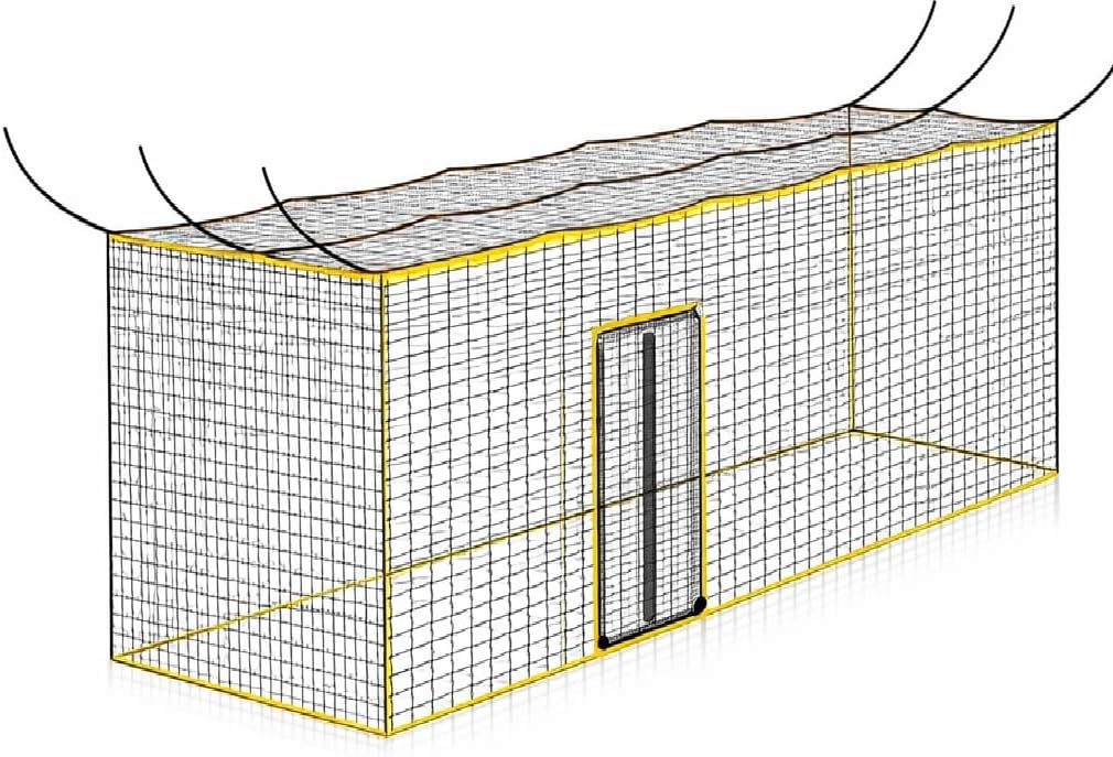 35x10x10FT Baseball Batting Cage Net, Heavy Duty Fully Enclosed HDPE with Door, 2mm Knotted 1.75" Mesh One-Piece Baseball & Softball Cage Netting, NET ONLY for Backyard Indoor Practice