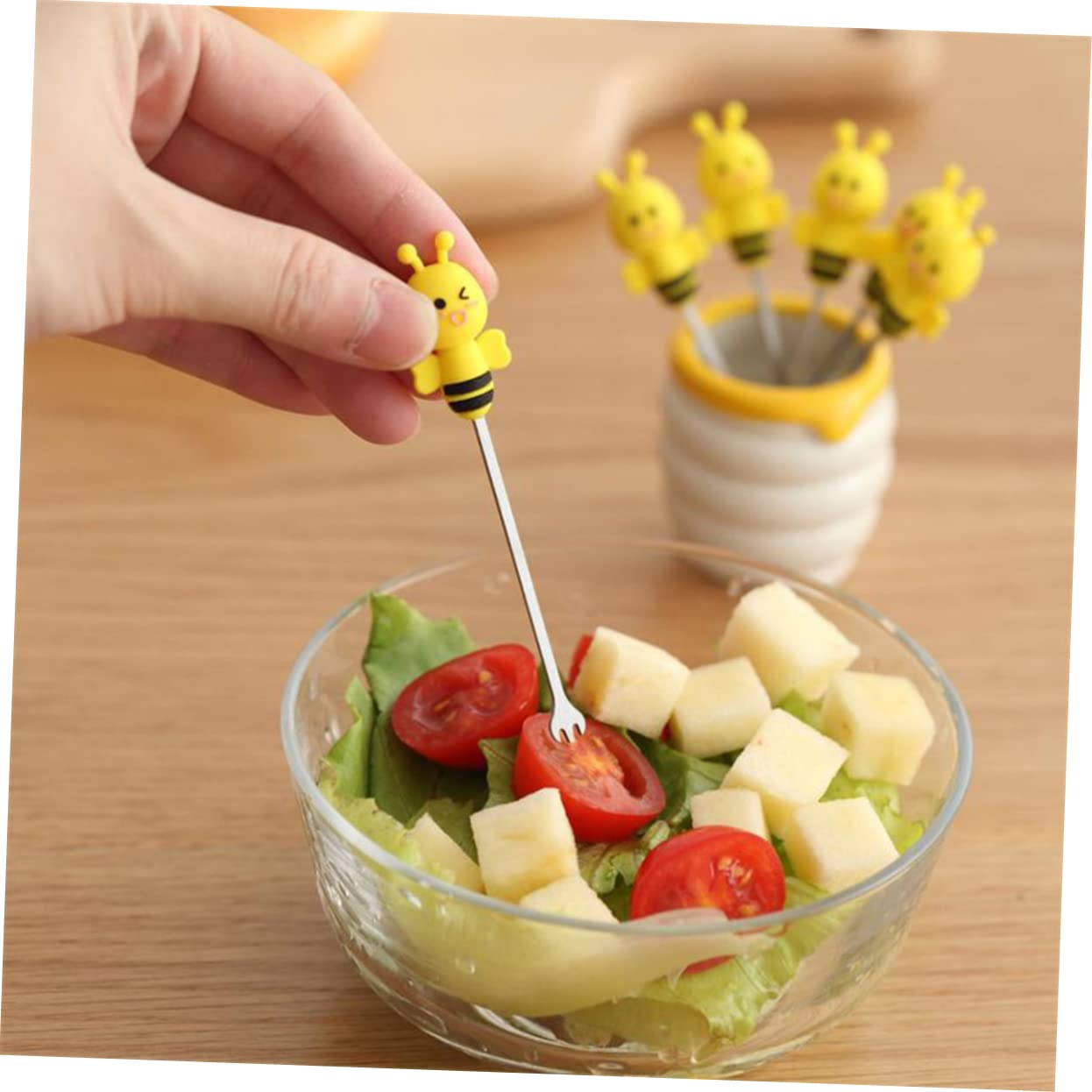 PRETYZOOM 18pezzi Forchettine Da Dessert Acciaio Inossidabile Con Supporto Ceramico Per Frutta e Antipasti Per Feste e Uso Quotidiano