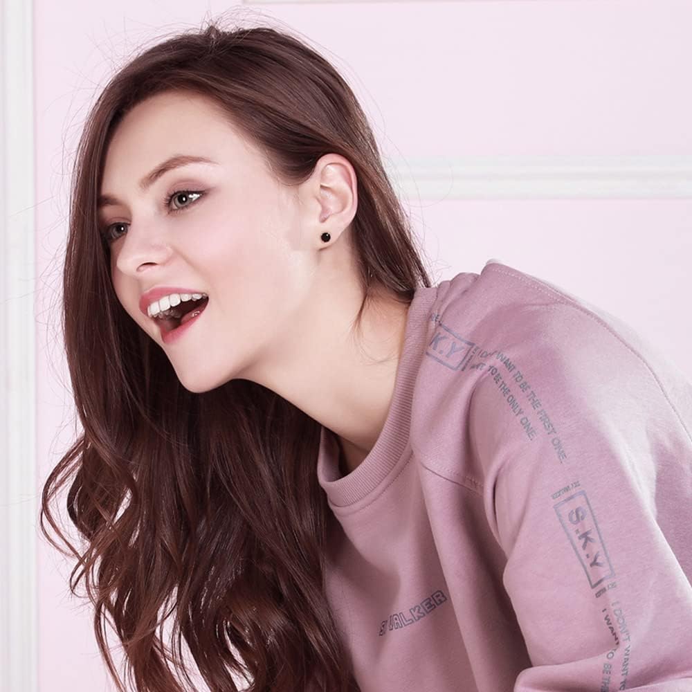 JiangXin Round Black Onyx 925 Sterling Silver Stud Earring 18K Gold Plated Men Women Unisex Jewelry - Image 3