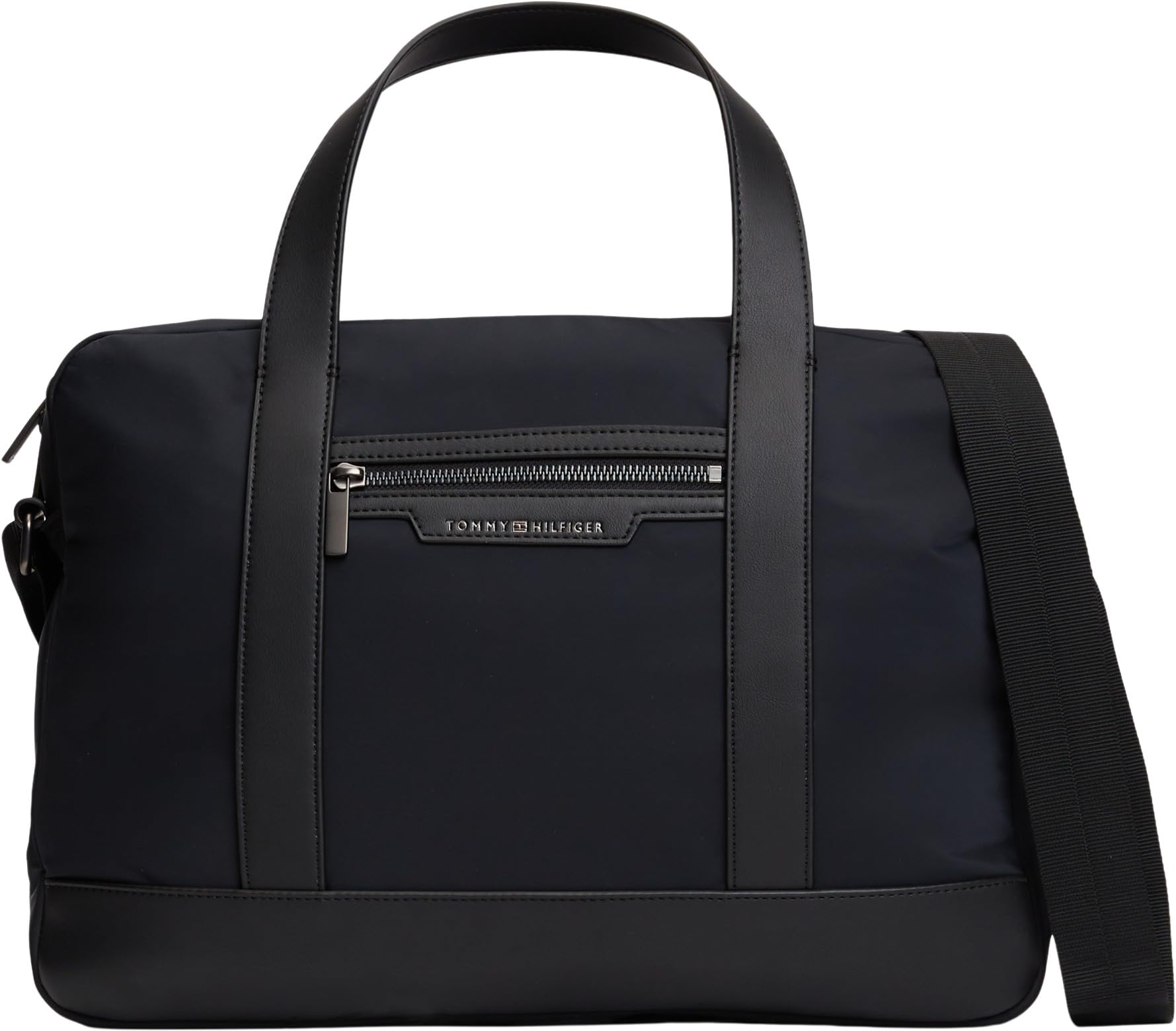 Tommy Hilfiger Men Th AM0AM14855 Messenger - Bolsa de nailon para computadora, color negro (negro), talla única