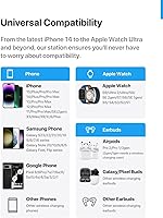 Vista 5 de Intoval Estación de carga inalámbrica 3 en 1 de aluminio para iPhone 17 16 15 14 13 12 11 Pro Max XR, cargador inalámbrico para Apple Watch 11 10 9