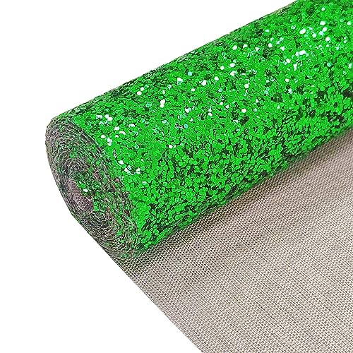 sparkly green chunky glitter fabric roll 12 x 52 inch shiny christmas faux leather material for crafts earrings bows 1601335