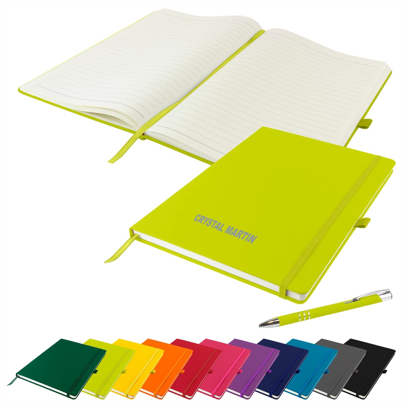 That's My Pencil Personalised A4 Notebooks/Note Pad- Printed with Name with a matching pens (Lime)