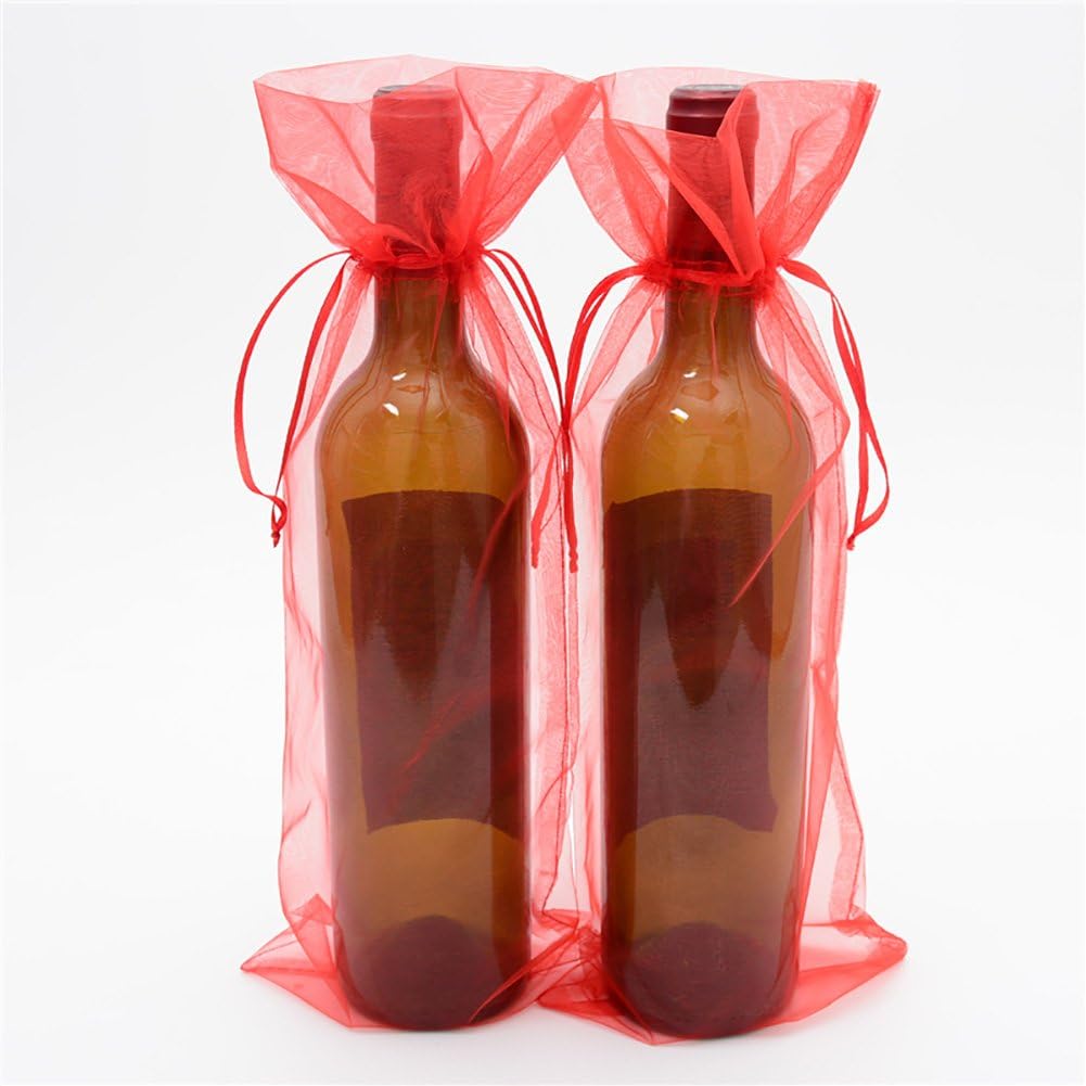 NUOMI 20 Pack Wine Organza Bags Drawstring Gift Wrapping